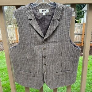 Joseph Abboud Vest Mens Heritage Wool Blend Tweed Houndstooth Lined Pockets -XL